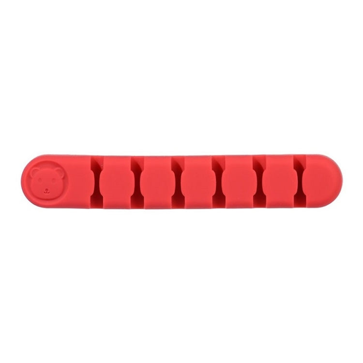 6 Holes Bear Silicone Desktop Data Cable Organizing And Fixing Device(Camellia Red)