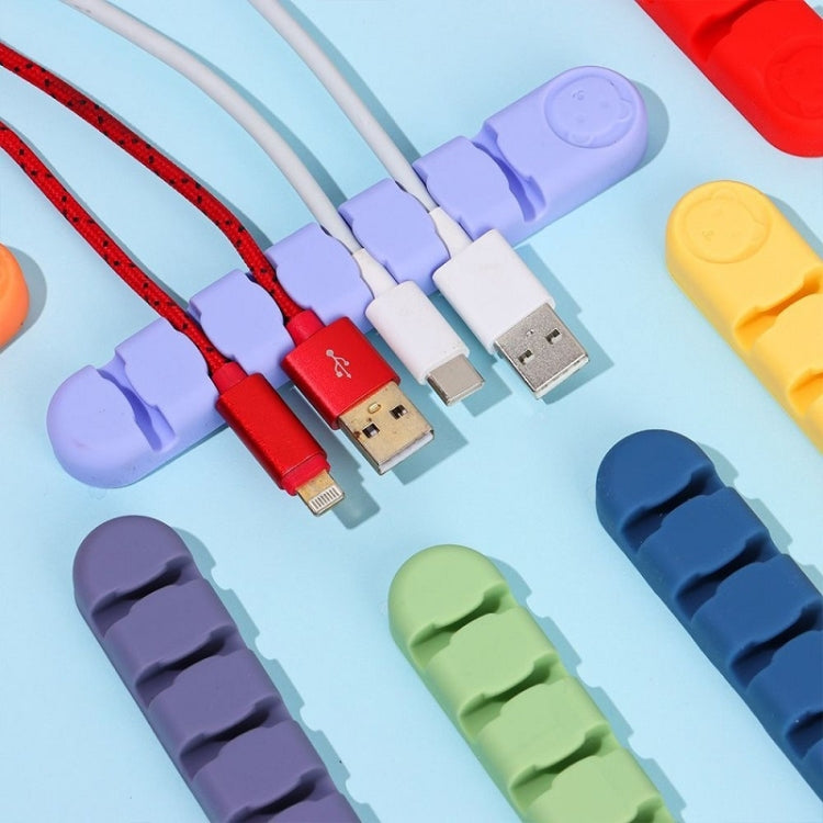 6 Holes Bear Silicone Desktop Data Cable Organizing And Fixing Device(Camellia Red)