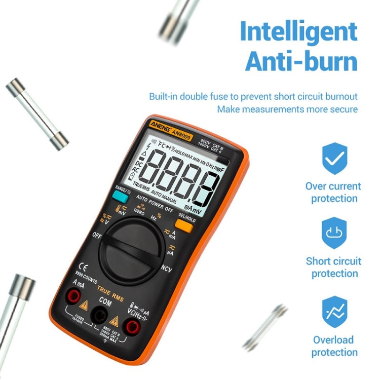 ANENG AN8009 NVC Digital Display Multimeter, Specification: Standard(Orange)