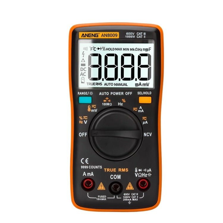 ANENG AN8009 NVC Digital Display Multimeter, Specification: Standard with Cable(Orange)