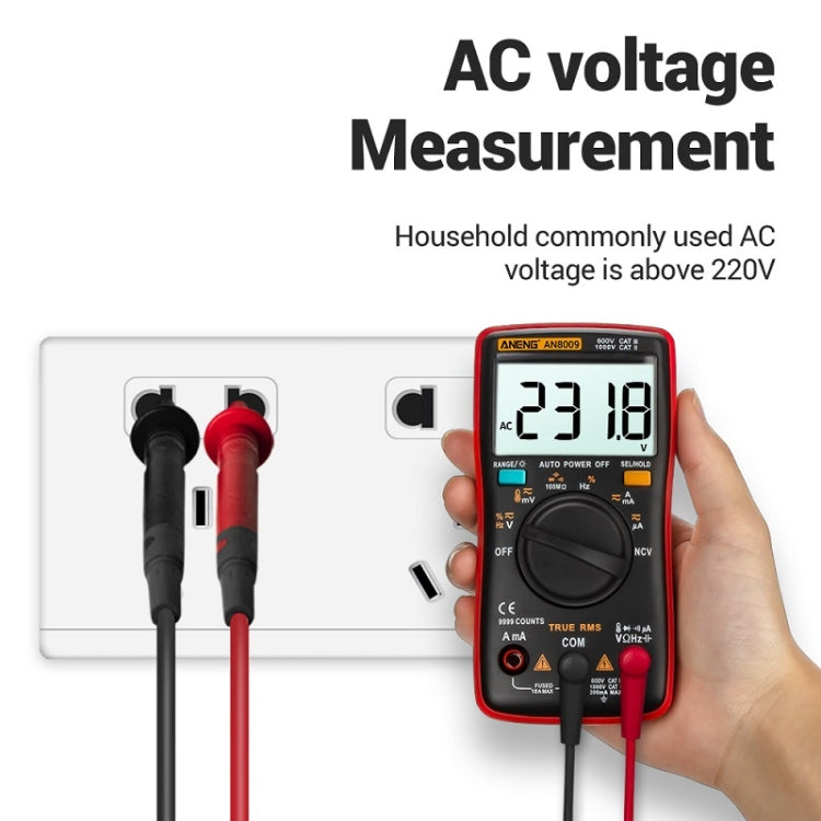 ANENG AN8009 NVC Digital Display Multimeter, Specification: Standard with Cable(Black)