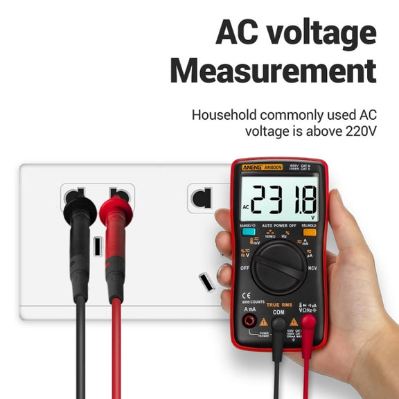 ANENG AN8009 NVC Digital Display Multimeter, Specification: Standard with Cable(Black)