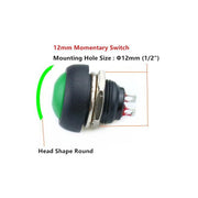 10 PCS Small Water-resistant Self-Reset Button Switch(Black)