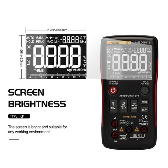 ANENG AN-Q1 Automatic High-Precision Intelligent Digital Multimeter, Specification: Standard(Red)