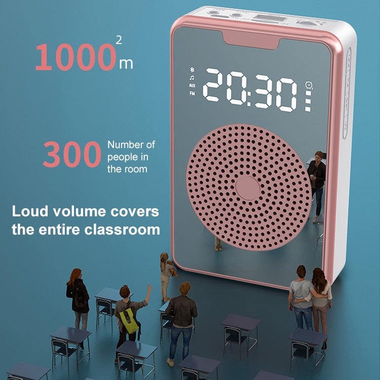 ZXL-H3 Portable Teaching Microphone Amplifier with Time Display, Spec: Wireless Version (Rose Gold)
