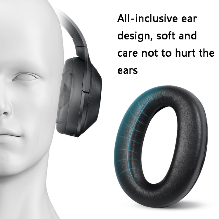 2 PCS Leather Headset Earmuffs for Sony 1000XM4 Black with Snap