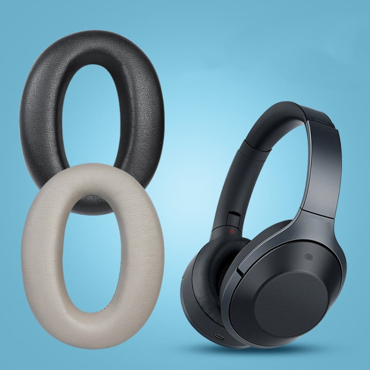 2 PCS Leather Headset Earmuffs for Sony 1000XM4 Black with Snap