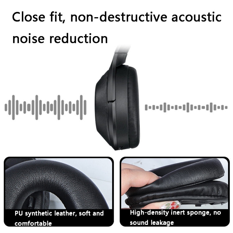 2 PCS Leather Headset Earmuffs for Sony 1000XM4 Black Lambskin No Snap