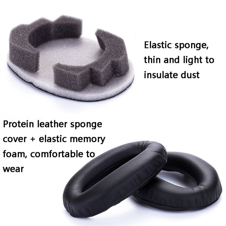 2 PCS Leather Headset Earmuffs for Sony 1000XM4 Black Lambskin No Snap