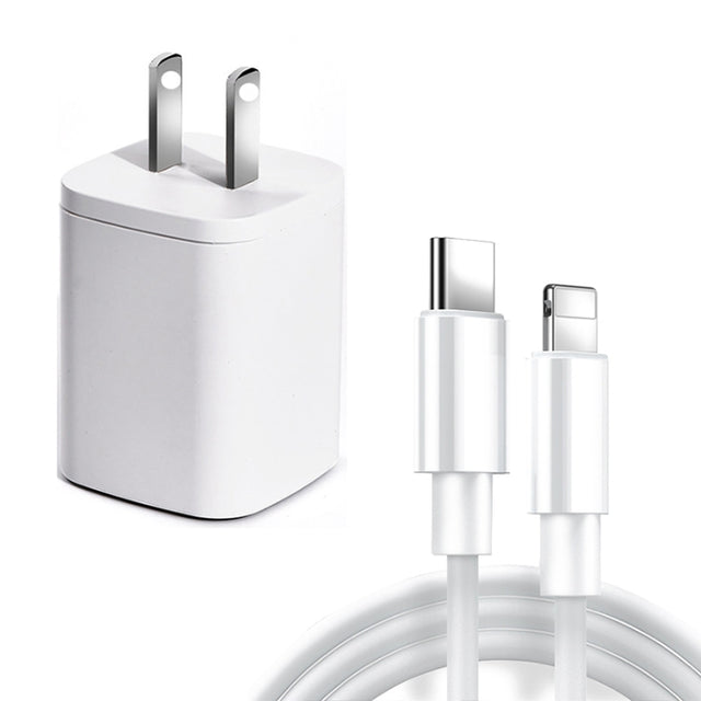 CYKE USB60 20W Mini PD Type-C Port Fast Charger With Type-C To 8 Pin Cable, US Plug(White Set)