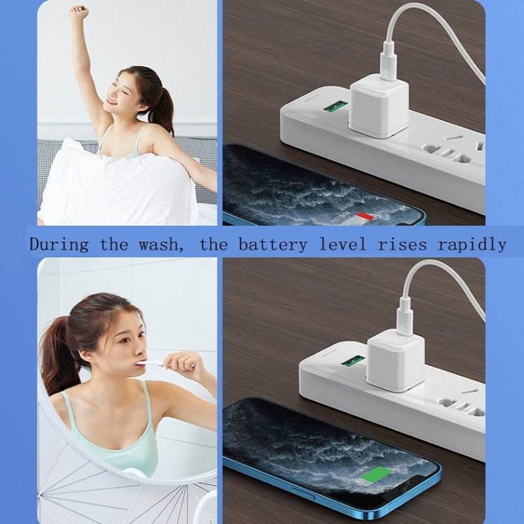 CYKE USB60 20W Mini PD Type-C Port Fast Charger With Type-C To 8 Pin Cable, US Plug(White Set)