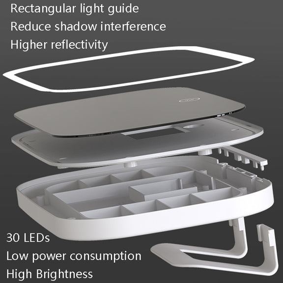 Car Sun Visor Makeup Mirror With LED Light(White)