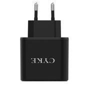 CYKE Smart Digital Display 3-Ports USB Travel Charger(EU Plug-Black)