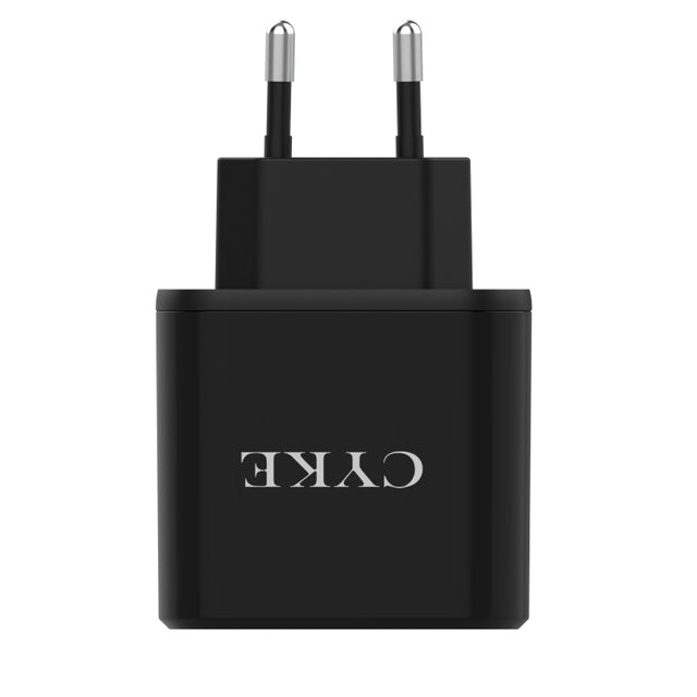 CYKE Smart Digital Display 3-Ports USB Travel Charger(EU Plug-Black)