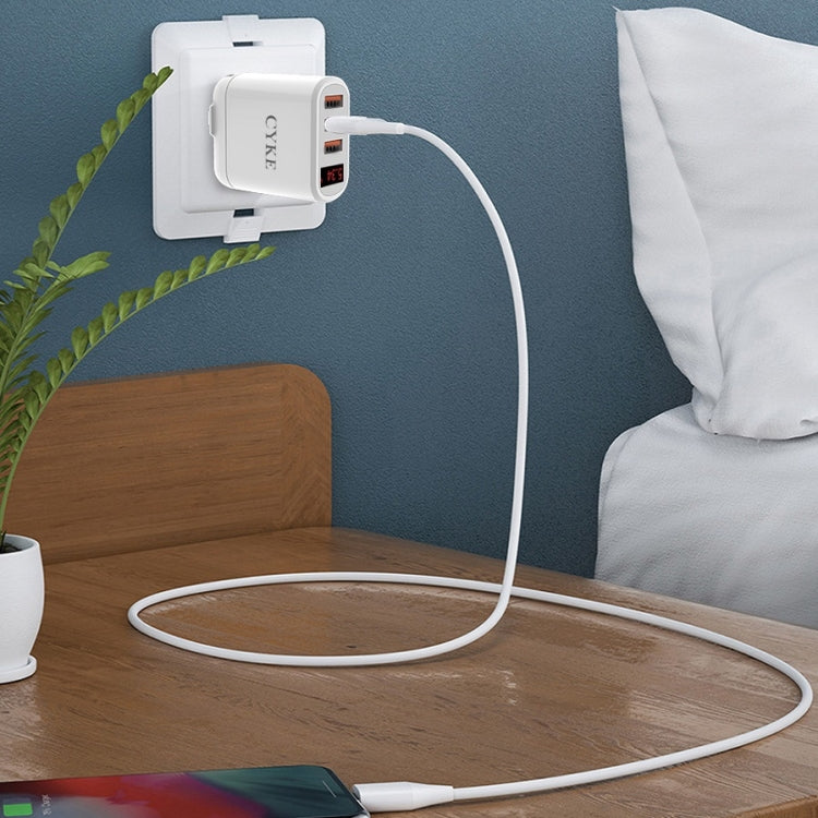CYKE Smart Digital Display 3-Ports USB Travel Charger(US Plug-White)