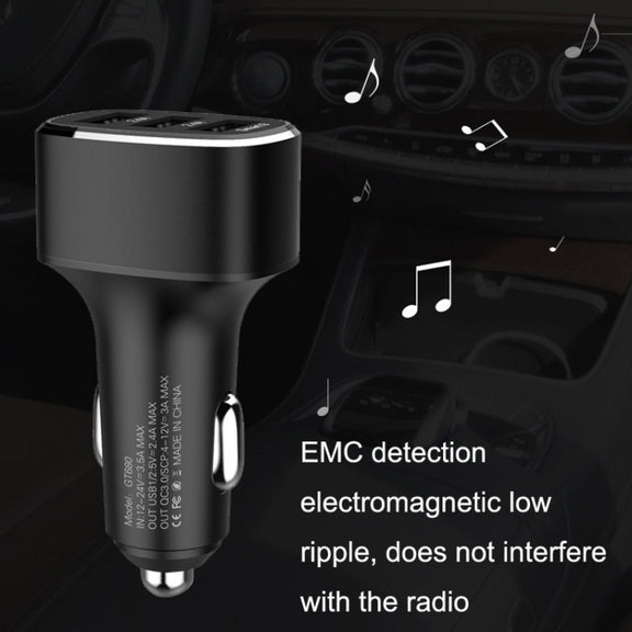 QIAKEY GT690C Dual USB + USB-C / Type-C Aluminum Alloy Three-Hole Car Charger(Gray)