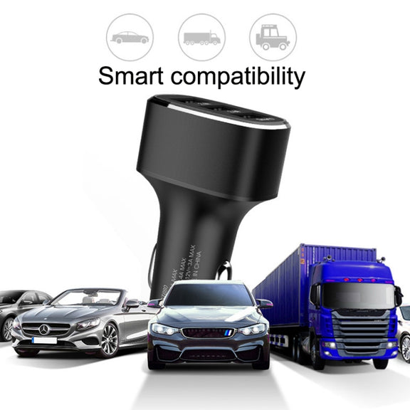 QIAKEY GT690C Dual USB + USB-C / Type-C Aluminum Alloy Three-Hole Car Charger(Gray)