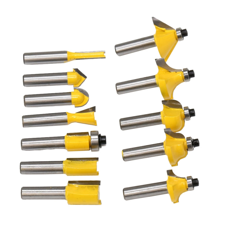 12 PCS / Set Woodworking Engraving Machine Trimmer Cutting Tool, Model: 8 Handle With Wooden Box