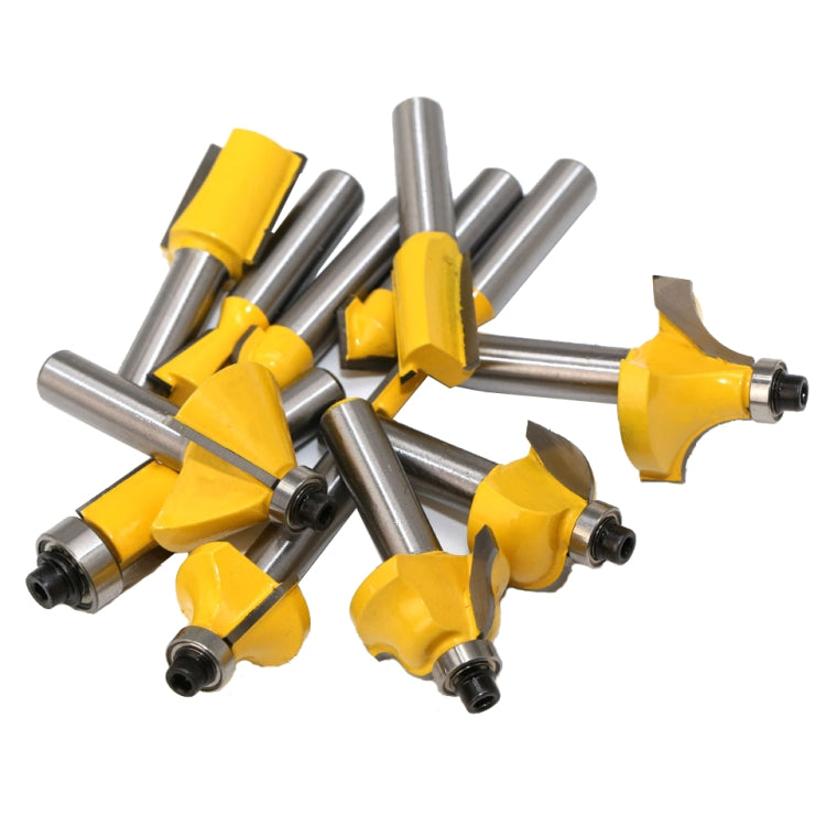 12 PCS / Set Woodworking Engraving Machine Trimmer Cutting Tool, Model: 8 Handle With Wooden Box
