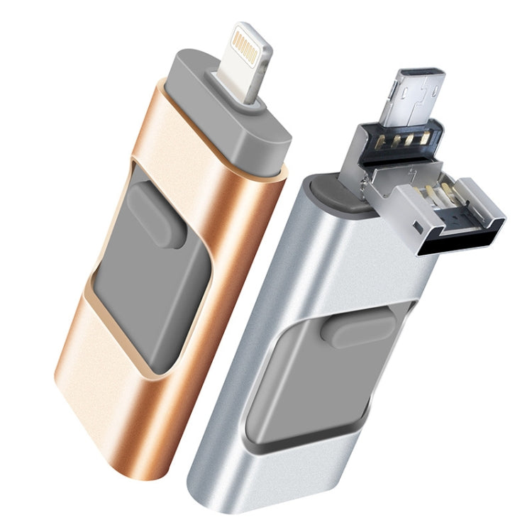 256GB Type-C + 8 Pin + USB 3.0  3 In 1 OTG Metal USB Flash Drive(Silver)