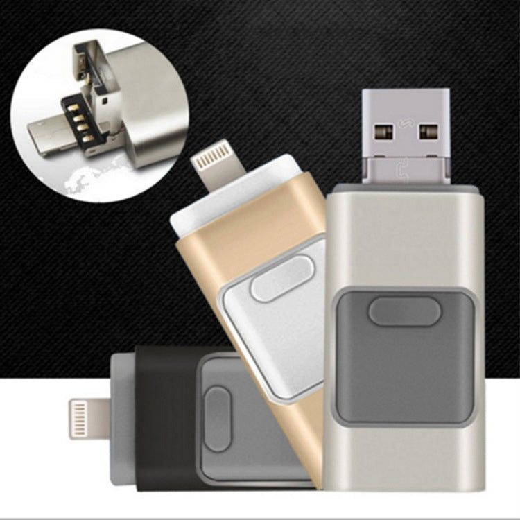 256GB Type-C + 8 Pin + USB 3.0  3 In 1 OTG Metal USB Flash Drive(Gold)