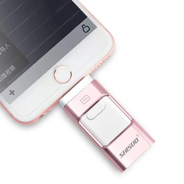 256GB Type-C + 8 Pin + USB 3.0  3 In 1 OTG Metal USB Flash Drive(Rose Gold)