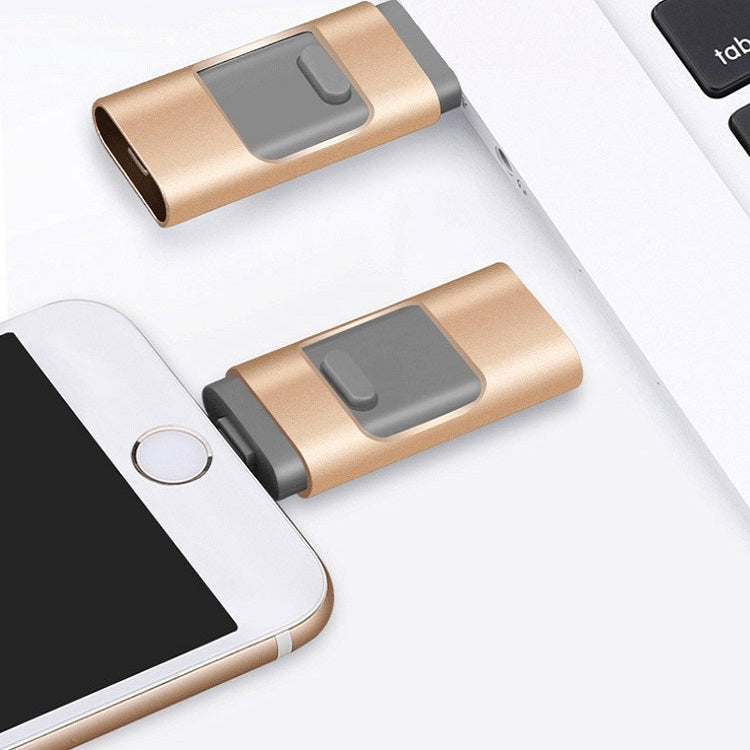 256GB Type-C + 8 Pin + USB 3.0  3 In 1 OTG Metal USB Flash Drive(Silver)
