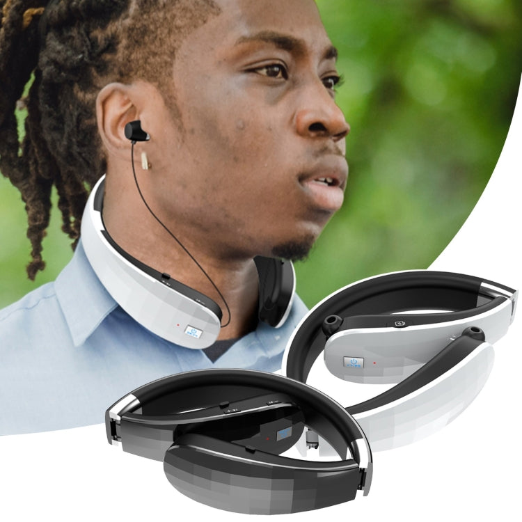 Telescopic Neck-Mounted Folding Bluetooth Earphone(White)