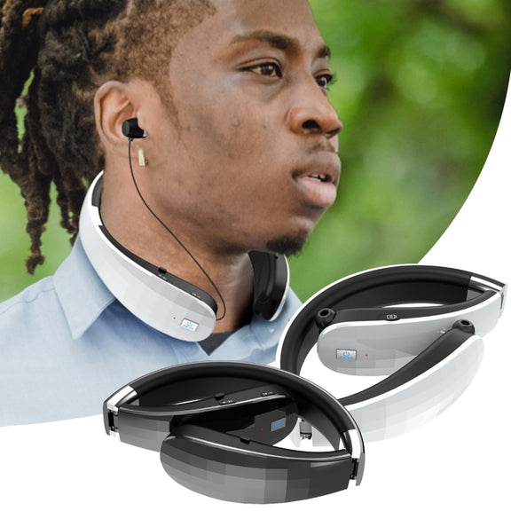 Telescopic Neck-Mounted Folding Bluetooth Earphone(Black)