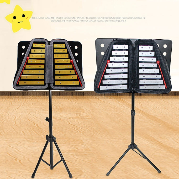 JZ-35 16-Tone Double Row Carillon Orff Percussion Instrument, Color: Silver