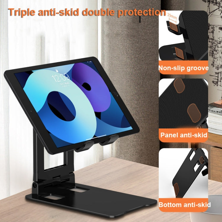 Desktop Foldable Liftable Anti-Skid Mobile Phone And Tablet Stand(Black)