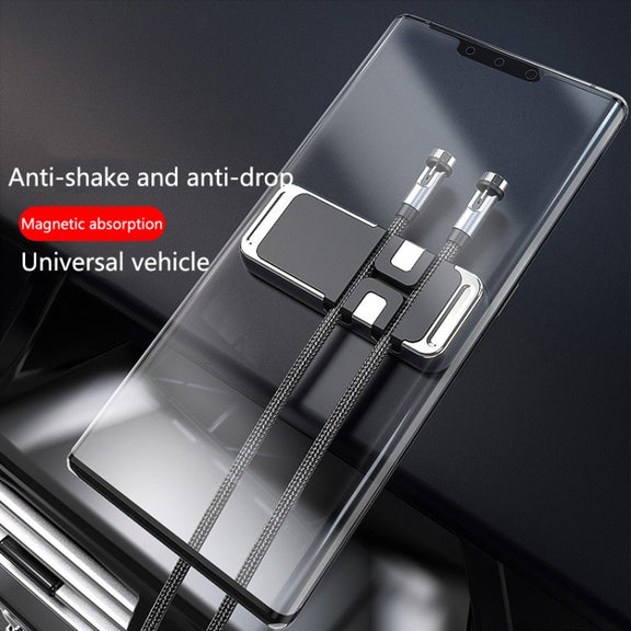 2 PCS S15 Magnetic Aluminum Alloy Bracket Data Cable Storage Sticker Car Phone Holder(Black)
