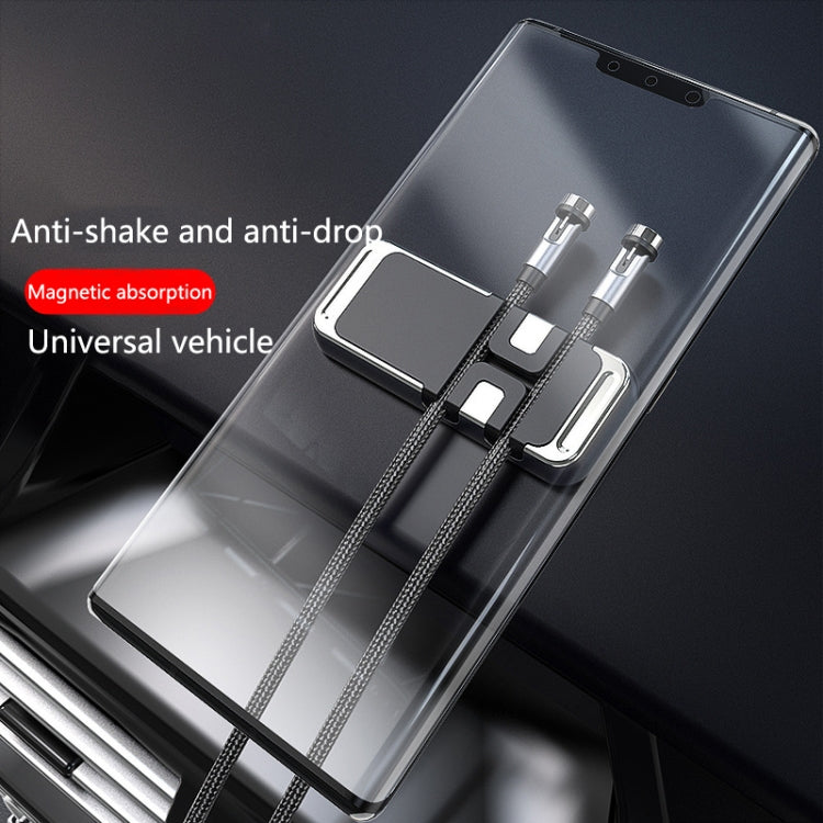 2 PCS S15 Magnetic Aluminum Alloy Bracket Data Cable Storage Sticker Car Phone Holder(Black)