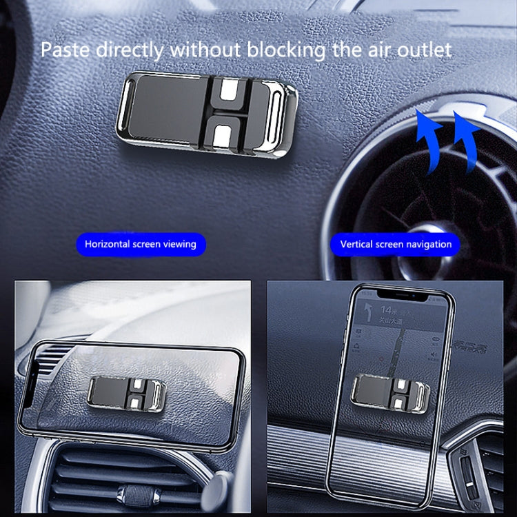 2 PCS S15 Magnetic Aluminum Alloy Bracket Data Cable Storage Sticker Car Phone Holder(Black)