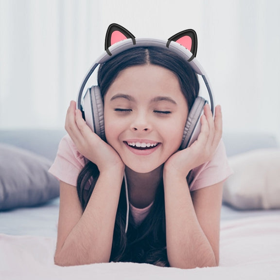 T6 Cute Cat Ear Decoration for Headphones(Black)