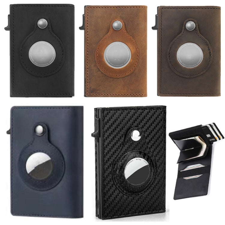 Anti-Theft Positioning Wallet Men Card Holder Mini Wallets For Airtag(Cowhide Black)