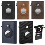 Anti-Theft Positioning Wallet Men Card Holder Mini Wallets For Airtag(Cowhide Black)