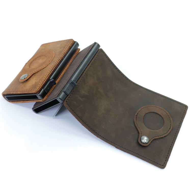 Anti-Theft Positioning Wallet Men Card Holder Mini Wallets For Airtag(Cowhide Black)