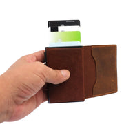Anti-Theft Positioning Wallet Men Card Holder Mini Wallets For Airtag(Cowhide Dark Brown)