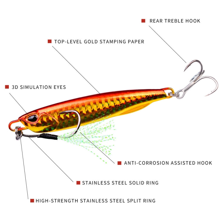 3 PCS PROBEROS LF103 Simulation Metal Sea Fishing Bait, Specification: 10g(H With Hook)