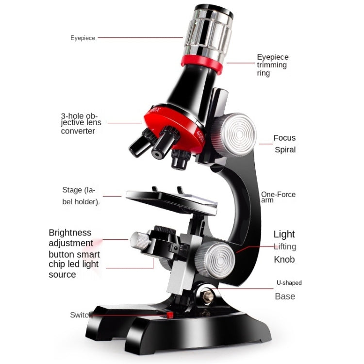 HD 1200 Times Microscope Children Educational Toys(Black)