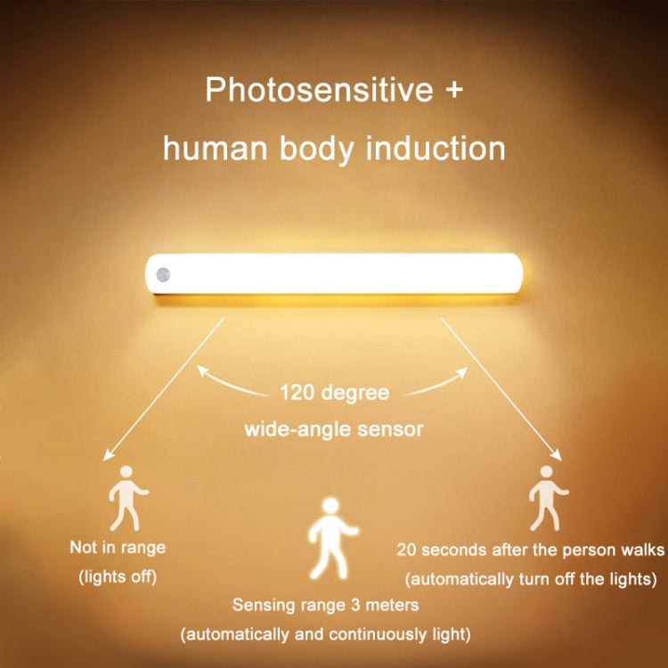 Magnetic Rechargeable Cabinet Bedside Human Body Induction Lamp, Specification: 600 mAh  With Switch 25cm(White Light)