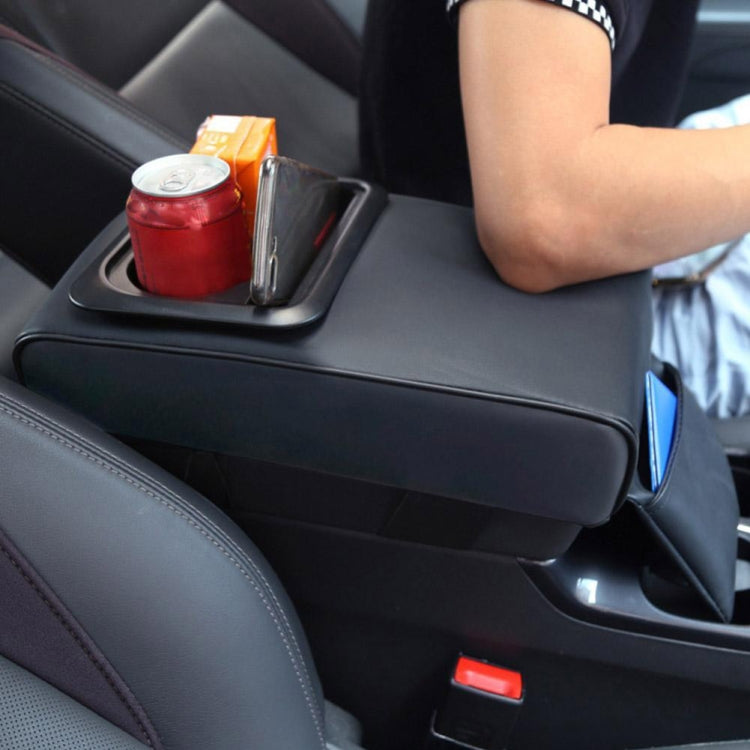 Car Armrest Box Increased Support With Rear Seat Water Cup Holder(Brown)