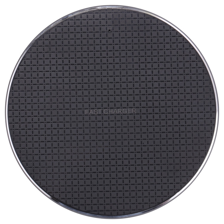 Q25 15W Plaid Pattern Desktop Metal Round Wireless Charger(Black)