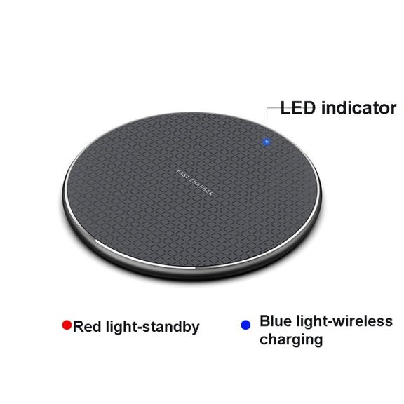 Q25 15W Plaid Pattern Desktop Metal Round Wireless Charger(Black)