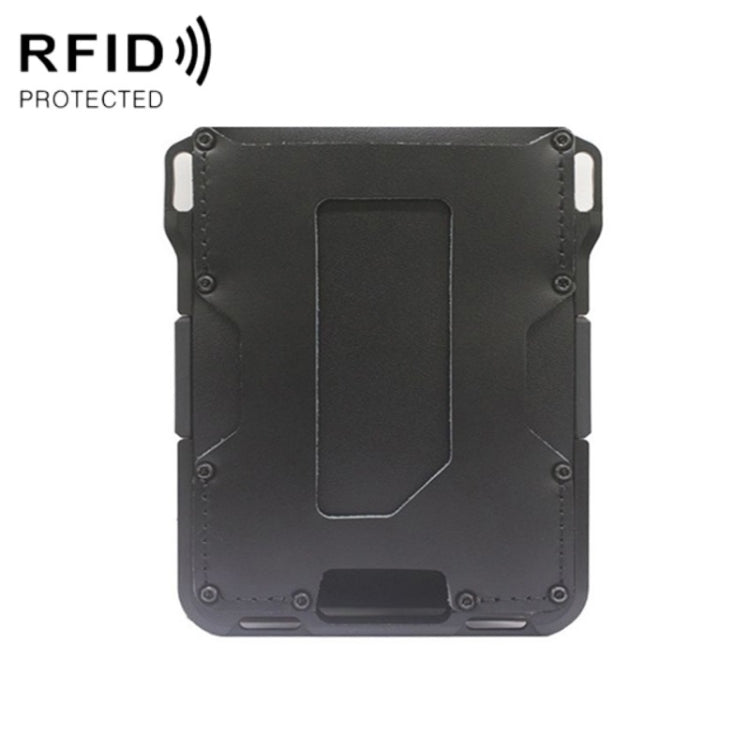 RFID Metal Anti-Theft Credit Card Holder(Black Metal + Black Skin)