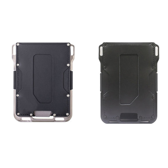 RFID Metal Anti-Theft Credit Card Holder(Black Metal + Black Skin)