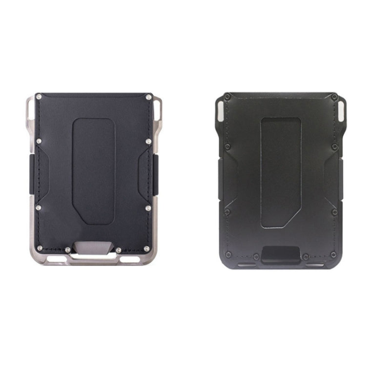 RFID Metal Anti-Theft Credit Card Holder(Black Metal + Black Skin)
