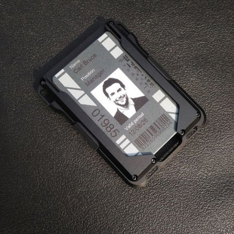 RFID Metal Anti-Theft Credit Card Holder(Black Metal + Black Skin)