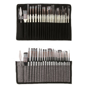 24 PCS/Set Canvas Bag Nylon Wool Gouache Brush Set(Pearl White Pole Black Bag)